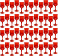 Plastic Wine Glasses，Plastic Goblets Vintage Style Cordial Drinking Glasses for Wedding Reception, Grand Event Party Supplies (48, Red)