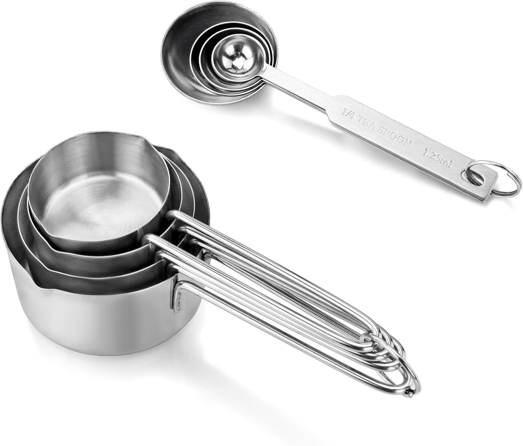 New Star Foodservice 42917 Stainless Steel 8-Piece Measuring Cups and Spoons Combo Set