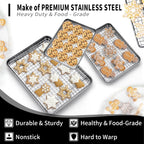 CEKEE Baking Sheet with Wire Rack Set of 6 (3 Cookie Sheets for baking + 3 Cooking Racks), Stainless Steel Stainless Steel Baking Pans Set with Cooling Rack - Heavy Duty & Dishwasher Safe