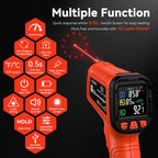 -58°F to 2732°F Infrared Thermometer IR Laser Gun 50:1, Digital Temperature Gun/K-Type Probe -4°F~932°F, Humidity Sensor, High-Temp Pyrometer for Kiln, Forge, Furnace, Industrial Use