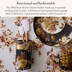 MACKENZIE-CHILDS Wild Rose Brown Utensil Holder