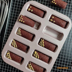 CHEFMADE Financier Cake Pan, 10-Cavity Non-Stick Rectangle Muffin Pan Biscuits Cookies Bakeware for Oven Baking (Champagne Gold)
