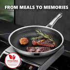 Non Stick Frying Pans 12 inch, Hybrid Frying Pans Nonstick with Lid,non stick Stainless Steel Skillets, Dishwasher and Oven-Safe Chef Pan, Induction Compatible Cooking Pan, PFOA Free Cookware