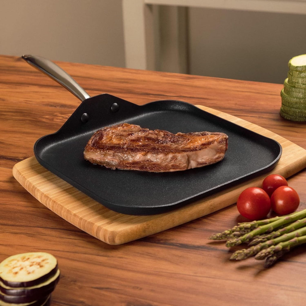 Vasconia Urban 11" Square Nonstick Griddle Pan - Home and Commercial Kitchen Cookware, Dishwasher and Oven Safe Up to 475°F - Made in Mexico Aluminum Griddle Pan for Stove Top with Fast-Cooling Handle