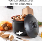 Romertopf Freshness Storage Potato Onion Garlic Clay Pot Set of 3 with Lids - Black