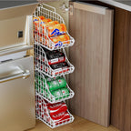 Can Storage Organizer Pantry, Stackable Kitchen Canned Food Holder With Handles, Can Organizer For Pantry Countertop Cabinet, Beverage Drink Pop Soda Can Dispenser Patent Pending (White, 4 Pack)