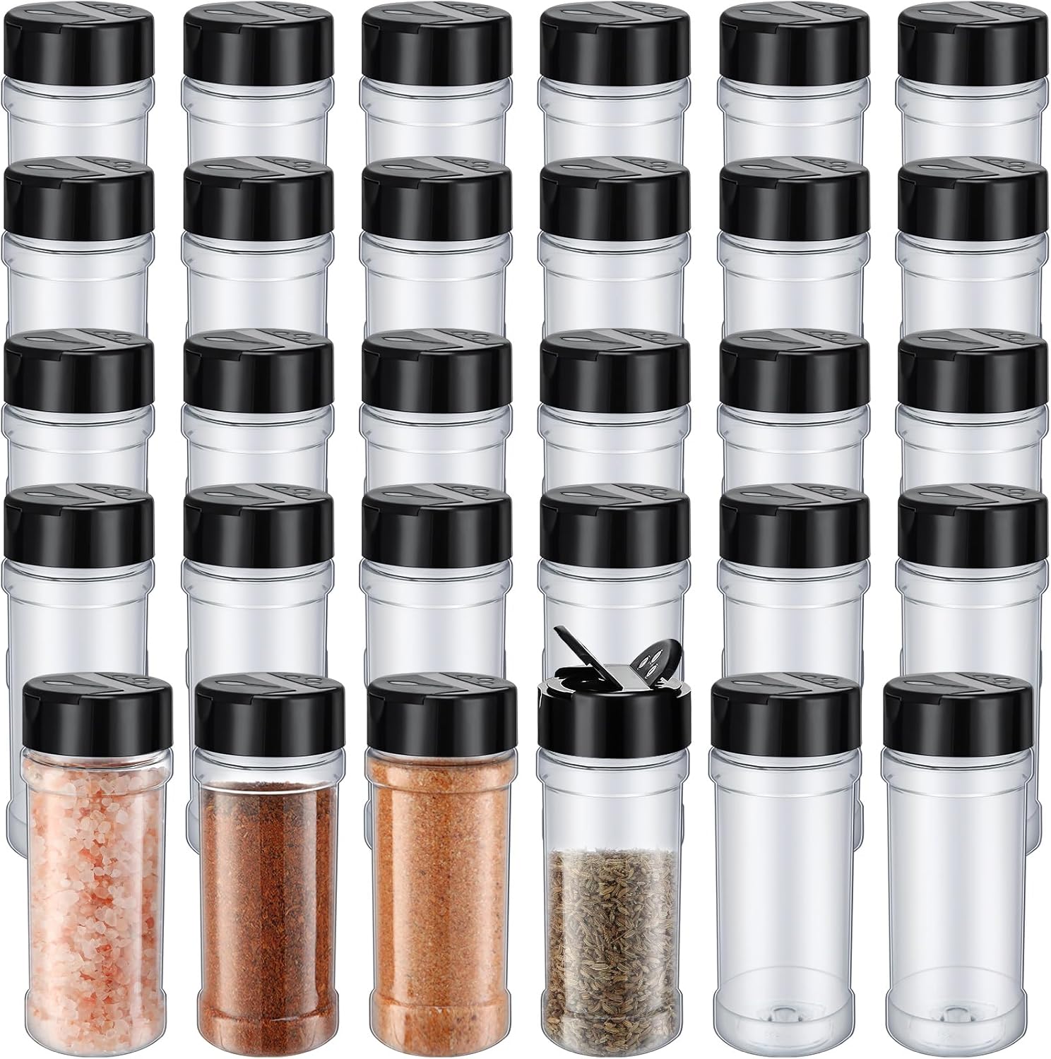 Jadive 36 Pcs 8.5 oz Plastic Spice Jars with Shaker Lids Clear Spice Bottles Plastic Seasoning Containers Empty Shaker for Kitchen Storing Herbs Seasoning Powders Pepper Dry Goods