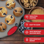 Boxiki Kitchen 24 Cup Mini Muffin Pan with Silicone Handles | Professional Non-Stick Cupcake Pan for Muffins, Cupcakes, Egg Bites, and More