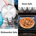 P&P CHEF Pizza Pan Bakeware for Home Kitchen, Stainless Steel Pizza Tray for Baking Pizza, Healthy & Reusable & Easy Clean, Oven & Freezer Safe, 12 Inch & Silver