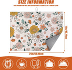 Boho Flower Dish Drying Mat for Kitchen Counter Microfiber Absorbent Dish Kitchen Drying Mat Draining Reusable Washable for Dishes/Utensils/Counterto