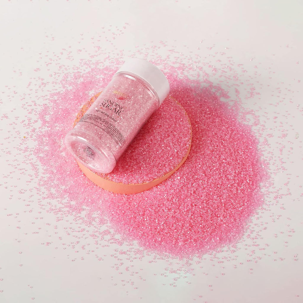 Kasvan Pink Sanding Sugar Sprinkles - Edible Sugar Crystals, Baking Cake Decorations, Ice Cream Toppings cupcake Decorating, Wedding Party Chirstmas Supplies, 85g/3.2oz