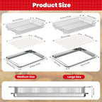 Air Fryer Basket for Oven,Ease Of Cleaning,Air Fryer Basket and Stainless Steel Baking Tray Pant Oven with 50 Sheets Parchment Papers,Air Fryer Pan Rack for Cooking Baking Dishwasher (2 Set M+L)
