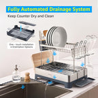 SUNLY Large Dish Drying Rack, Multipurpose 2 Tier Dish Racks for Kitchen Counter, 304 Stainless, Extra Large Drain Board
