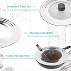 Universal Lid for Pots Pans and Skillets - One Lid Fits All 8.25-12 Inch Pots Frying Pans Skillets Woks, Replacement Pot Lid with Upgraded Heavy Duty Heat Resistant Silicone Handle, Gray