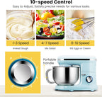 VIVOHOME Stand Mixer, 660W 10 Speed 6 Quart Tilt-Head Kitchen Electric Food Mixer with Beater, Dough Hook, Wire Whip and Egg Separator, Blue