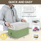 BALEINE 3 Pack Fabric Storage Bins for Shelves, Linen Storage Baskets for Organizing, Decorative Closet Bins for Clothes, Home (Green, 15''x11''x9.5'')