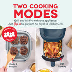 Dash Flip & Fry™ Digital 2-in-1 Grill + Air Fryer with 4 functions, 3 Qt Capacity, Air fryer & Indoor Grill for fries, wings, burgers and more - Navy