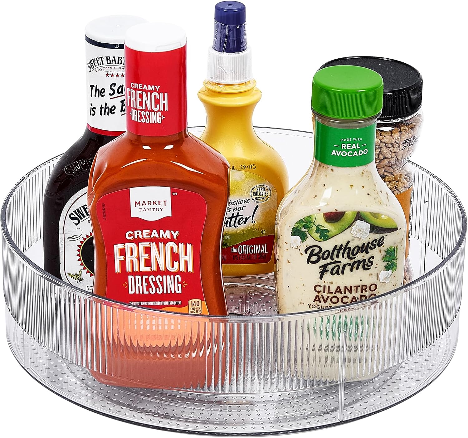 FreshKeeper Plastic Lazy Susan Organizer, Clear Pantry Lazy Susan Turntable for Cabinet and Kitchen 11’’