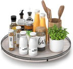 18" Lazy Susan Wood Turntable Organizer for Kitchen Decor, Farmhouse Round Wooden Lazy Susan Organization and Storage for Cabinet, Dining Table, Pantry, Bathroom, Countertop, Centerpiece, Home Decor