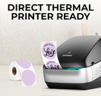 Perco Lavender 2-Inch Perforated Circle Dot Thermal Sticker Labels — 300 Stickers/Roll, Direct Thermal Printer Compatible—with Permanent Adhesive for Organizing, Color Coding, Bin Labeling—Made in USA