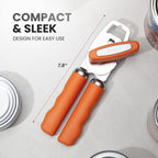 Zulay Kitchen Heavy Duty Stainless Steel Can Opener Manual with Bottle Opener - Rust Proof Manual Can Opener With Turn Knob & Comfy Soft Grip Handles - Orange