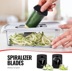 Fullstar Mandoline Slicer for Kitchen, Fruit Cutter, Cheese Grater, Cucumber Slicer, Veggie Spiralizer, Food Cutter & Kitchen Gadgets with Safety Glove (11 in 1, White)