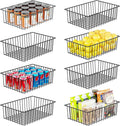 Simple Trending 8 Pack Large Wire Baskets for Organization, Metal Pantry Storage Baskets for Cabinet, Kitchen, Garage, Bathroom, Black