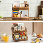G.a HOMEFAVOR Fruit Basket: 2-Tier Acacia Wood Fruit Bowl for Kitchen, Fruit Stand Storage Holder for Vegetables and Snack Home Kitchen Countertop Organizer (Self-assembly)