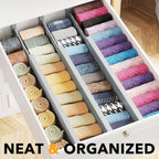 SpaceAid Bamboo Dresser Drawer Dividers 6 Pack, 4.65“ High Adjustable 17“-22” Drawer Organizers, Expandable Organization for Clothing, Clothes, Dressers, Gray