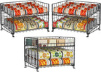 JKsmart Adjustable Can Rack Organizer, Stackable Can Storage for Kitchen Pantry Cabinet, 2-Tier Can Holders for Food, Multifunctional Can Dispenser for Snacks Soda-3 Pack