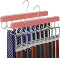 TOPIA HANGER Cedar 2 Pack 2 in 1 Belt Tie Hanger for Closet Max 60 Belts with 60 Ties Capacity, 20 Hooks Belt Tie Racks Hanger for Closet Organizer Storage Curved Fit Belt and Flat Fit Tie - CT60C