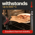 HANS GRILL PIZZA STONE | Circular Pizza Stone For Oven Baking & BBQ Grilling With Free Wooden Peel | Extra Large Round 15" Inches Diameter (38CM) Durable Cordierite Cooking Stone.