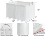 StorageWorks 45L Large Storage Bins for Closet and Shelves, Fabric Organizer Baskets with Metal Frame for Clothes, Towels, Collapsible Storage Basket, Gray and White Stripes, 2-Pack
