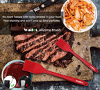 Walfos Silicone Basting Pastry Brush, Heat Resistant Pastry Brush Set, Strong Steel Core and One-Pieces Design, Perfect for BBQ Grill Baking Kitchen Cooking, BPA Free and Dishwasher safe, 2 Pcs (red)