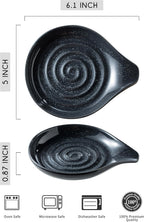 LAUCHUH Spoon Rest for Stove Top, Ceramic Spoon Holder 5" Kitchen Spatula Rest for Countertop Large Holder for Ladle, Spatula, Spoons or Tongs, Christmas Decor, Speckled Dark Gray
