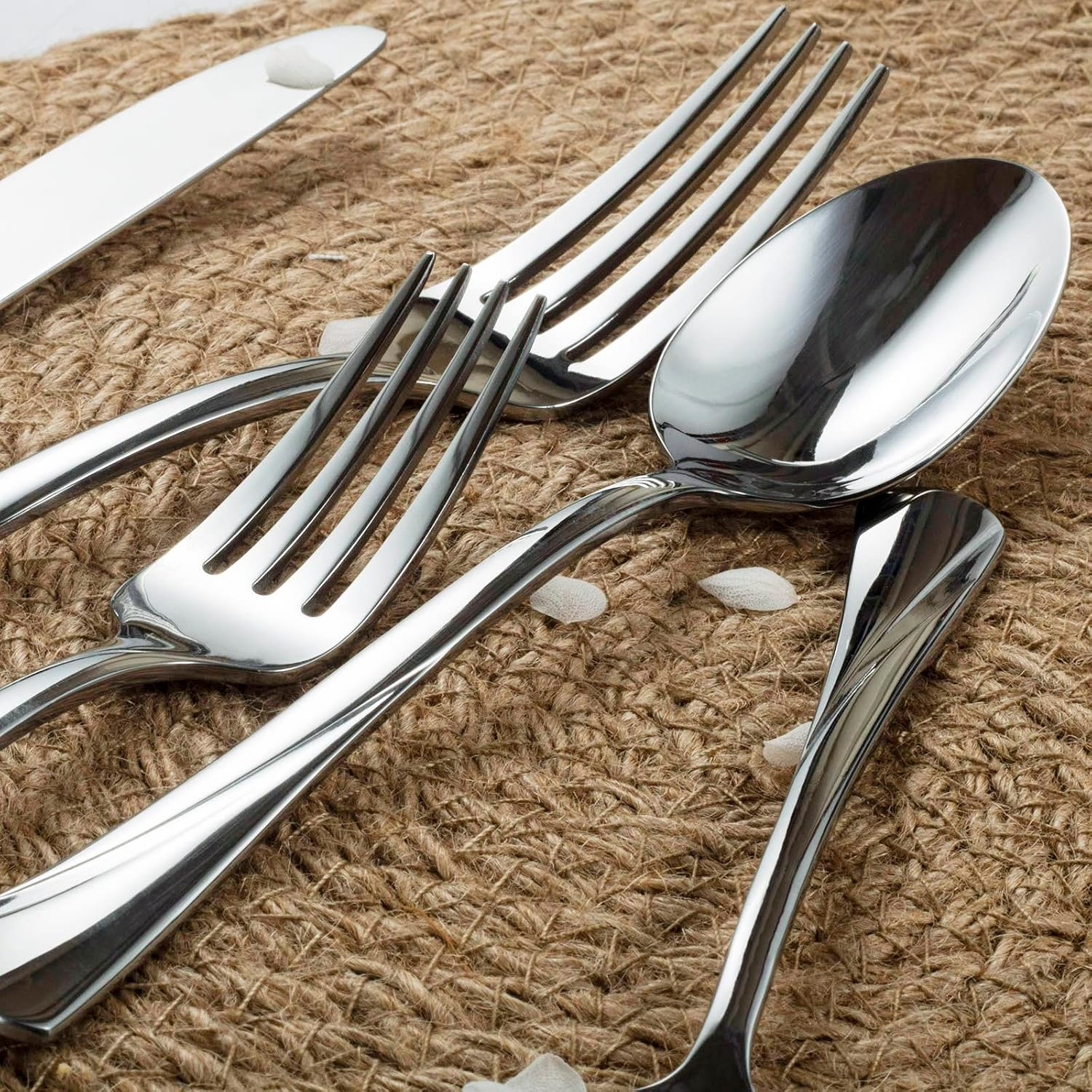 Alata Alice 40-Piece Silverware Set Stainless Steel Flatware Set,Service for 8,Mirror Polished Cutlery Set,Dishwasher Safe