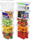 YAN & HIN 10 pcs/set Large Clear Storage Bins with Lids - Stackable, Transparent Pantry Storage with Handles - Nest Nicely for Easy Organization (11 "L x 7.5" W x 6.1 "H)