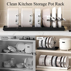 Pot Rack : Pots and Pans Organizer Under Cabinet 7 Adjustable Compartment Expandable Pot Lid Holder for Kitchen Cookware, Bakeware, Lid, Dishes, Cutting Boards,Black