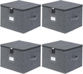 popoly China Storage Containers Inside 12" W x 8" H, Dinnerware Storage Box for Dishes Plate Storage with 24 Felt Dividers, Hold 24 Plates, Hard Shell and Stackable（4PACK