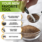 Spring Chef Magnetic Measuring Cups & Spoons Set (Patent Pending), Strong N45 Magnets, Heavy Duty Stainless Steel Fits in Spice Jars for Baking & Cooking, BPA Free, Round Set of 15 with Leveler, Black