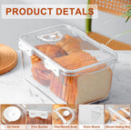Bread Box for Kitchen Countertop, 2 Pack Airtight Bread Storage Container,Time Recording Bread Holder with Lid,Bread Keeper for Homemade Bread, Toast, Bagel, Donut and Cookies(White)