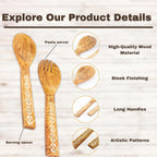 Salad Spoon Set 13 inches Tongs Serving Utensils Set,Acacia Salad Spoon and Fork Set Long Handle Salad Server Set Wood Serving Utensils