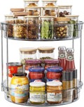 LAMU 12 inch 2 Tier Lazy Susan Turntable Organizer Rotating Spice Rack Organization for Cabinet, Kitchen, Pantry, Countertop, Bathroom, Vanity, Medicine Cabinet Organizer, Grey