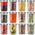 Eathtek 16oz Wide Mouth Glass Mason Jars 12 Pack, 480 ml Glass Canning Jars with Airtight Lids, Ideal for Salad, Meal Prep, Perserving,Pickling, Jam, Honey With Lids