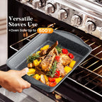 Kitchen Academy Granite Nonstick Cookware Set - 17 Piece Gray Cooking Pans Set, Induction Pots and Pans Set Non Stick, PFOA & PFOS Free.