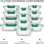 JoyJolt 24pc Borosilicate Glass Storage Containers with Lids | 12 Airtight/Freezer Safe Food Storage Containers for Pantry and Kitchen | Meal Prep Container for Lunch | Glass Tupperware Set