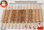 Floral Rose Embossed Rolling Pin for Baking Cookies Embossing Rolling Pins with Design Wooden Engraved Springerle Shortbread Roller Pin Flower Patterned Clay Pottery Ceramic Stamp Mold Bakers Women