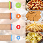 Adjustable Rolling Pin with Thickness Rings -17INCH Wood Dough Roller for Perfect Baking, Fondant & Cookies Ideal Rolling Pin for Dough & Cookie Decorating Supplies