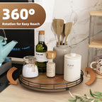 Acacia Wood 12" Lazy Susan Turntable Organizer for Table Top, Farmhouse Round Wooden Lazy Susan for Cabinet Kitchen Centerpieces Coffee Table, for Condiments Spices, Bathroom Vanity Tray Decor