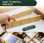 Utoplike 4 PCS Bamboo Kitchen Drawer Dividers with Inserts(Fits 15"-17.7" Drawer Inner Size), Adjustable Drawer Organizers for Socks, Spring Loaded, for Bedroom, Dresser, Bathroom